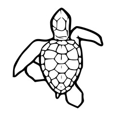 baby sea turtle outline vector illustration