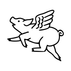 Obraz premium impossible dream: pig with wings doodle