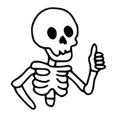 cute skeleton giving thumbs up approval