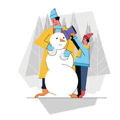 People amidst the snow to celebrate Christmas