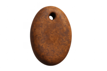 Rusty oval metal tag with hole and grunge texture
