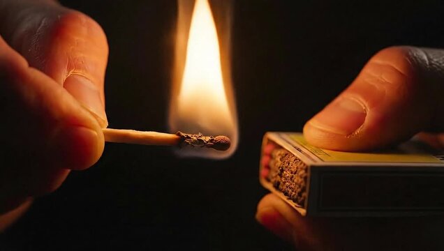 Igniting the Flame - A Close-Up Look at Lighting a Match.