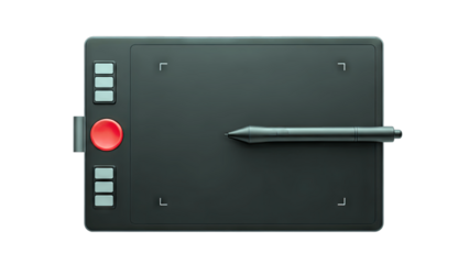 Graphic Tablet with Stylus Isolated on White Background