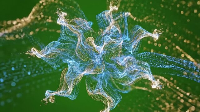 Data Stream Bloom with vertical lines forming a bar effect green screen data streams style featuring data visualization, organic