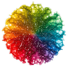 Vibrant bacterial mat, colorful slime from a realistic thermal spring, isolated on transparent background. High detail, top-down view for science, educational content, abstract art,