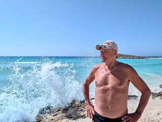 Senior on the beach in Ayia Napa