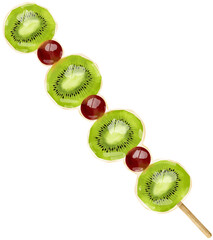 Watercolor Kiwi and Grape Tanghulu Candied Fruit