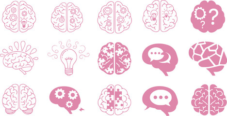 Brain icon vector set. Think illustration sign collection. Creative thinking symbol. Thoughts logo.
