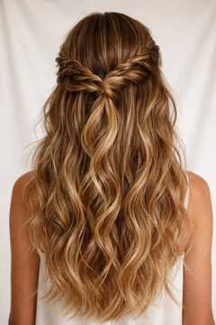 Cabelo Feminino Ondulado Longo Vista de Tr&aacute;s