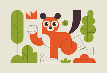 Cute Cartoon Beaver Smiling with Playful Charm on Light Background