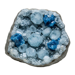 Vibrant aquamarine crystal boulder with blue beryl, realistic gem find, sharp focus. Perfect for luxury jewelry, geology, March birthstone gifts, spiritual designs.