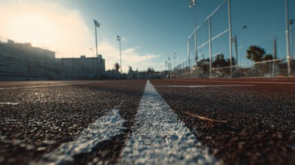 Low Angle View of a Running Track on a Sunny Day Capturing the Ambience
