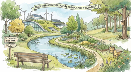 Green Infrastructure City Park illustration
