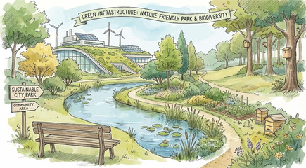 Green Infrastructure City Park illustration