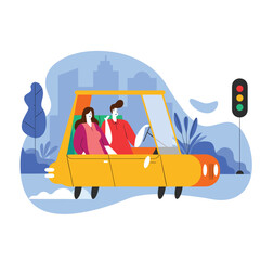 A man and his wife in a car