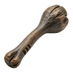 Realistic old wooden club, a crude primitive weapon, isolated on transparent background, perfect for historical narratives, fantasy gaming assets, Halloween decor, or survival-themed designs.