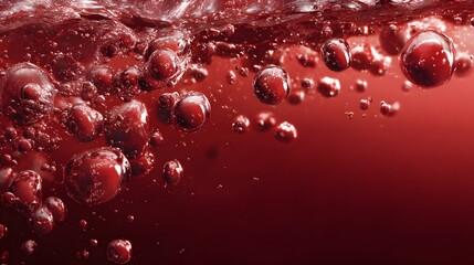 Bubbles in Red Liquid - A Close-Up View of Carbonation.