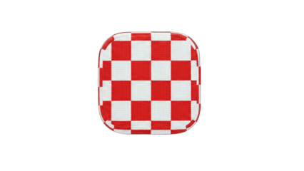 Red and White Checkered Pattern on a Rounded Square Object