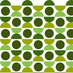 Green Geometric Circle Seamless Pattern with Modern Abstract Shapes