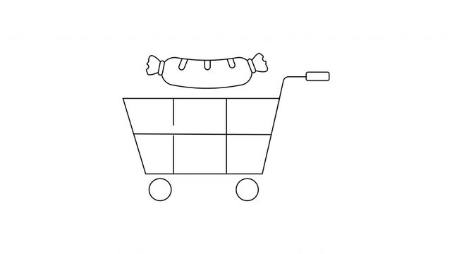 Outlined candy above a cart simple black on white