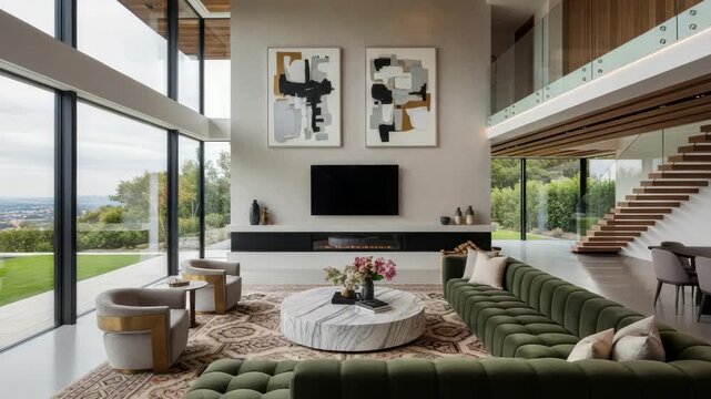 Luxurious interior design living room with modern architecture