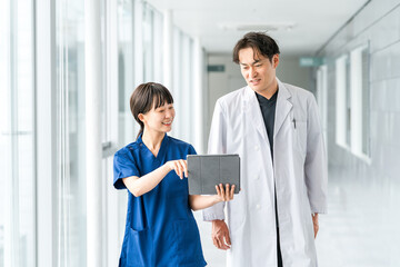 Male and female doctors, nurses, medical professionals, occupational therapists, and physical...