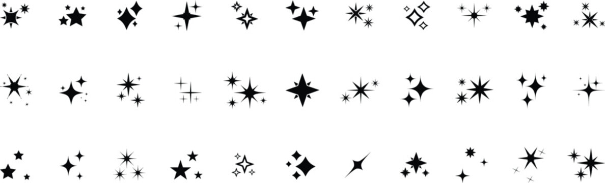 Sparkle star icons set, star set, Vector blink star, Sparkle star icons set, Shine icons. Stars sparkles vector
