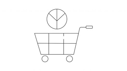 A shopping cart graphic with a segmented circle above it - Powered by Adobe