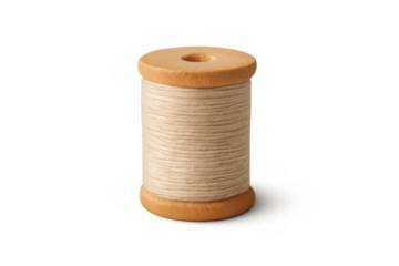 Wooden sewing spool with thread for craftwork