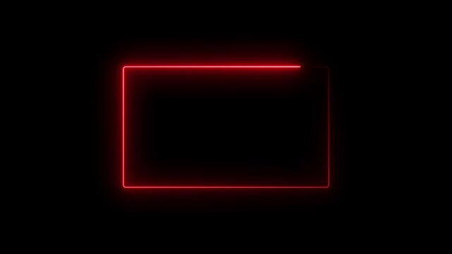 A glowing neon rectangle fire text frame with light animation. 