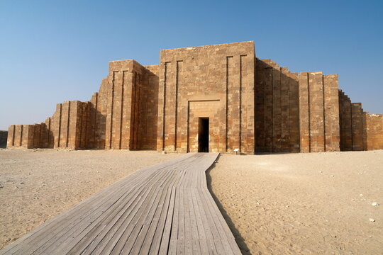 Saqqara,Egypt - December 2, 2025: Saqqara, entrance to the funerary complex of Djoser