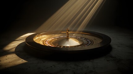 Luxury Gold Roulette Wheel on a Dark and Clean Surface
