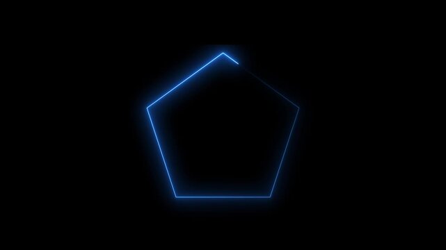 Neon glowing pentagon line loop animation.