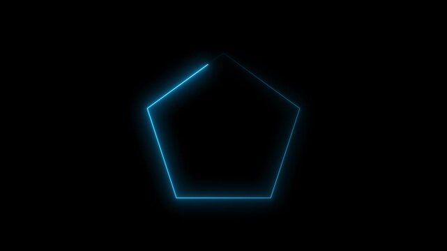 Neon glowing pentagon line loop animation.