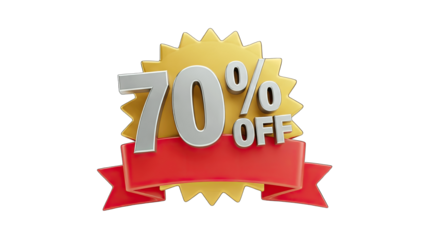70% Off Sale Badge - Discount Promotion on White Background