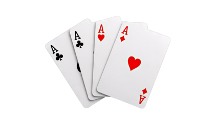 Four Aces Playing Cards on White Background