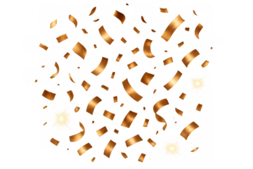 Golden falling confetti, festive celebration background overlay creating sparkle and shine for party or event design