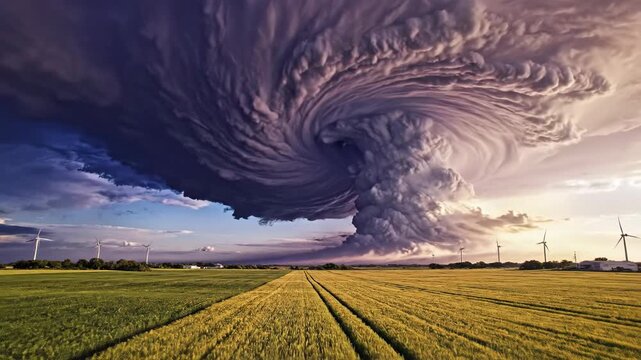 Witnessing a Massive Storm Spiral Over Open Fields