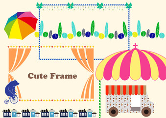 かわいいフレームとボーダーのデザイン素材