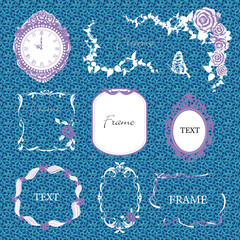 ラグジュアリーなフレーム 花とリボン パターン背景