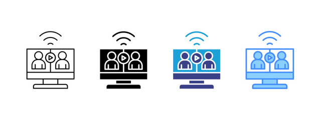 Video Conference  icon set multiple style collection