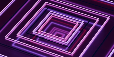 Neon concentric squares abstract pattern