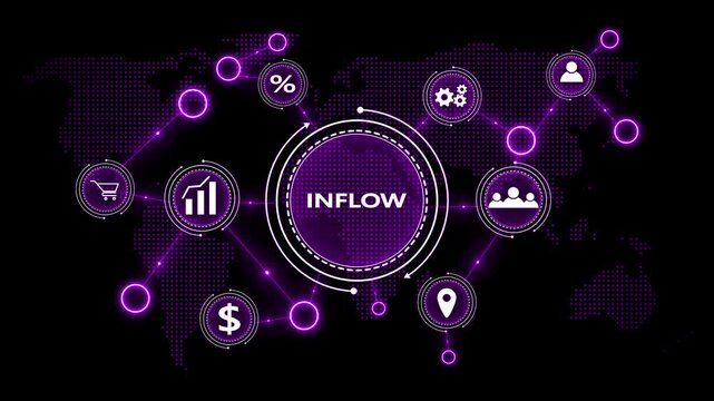 Global Network Technology Business Connections and Data Flow with INFLOW Network Hub image photo