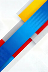 Colorful abstract ribbons overlapping on a white surface viewed from above