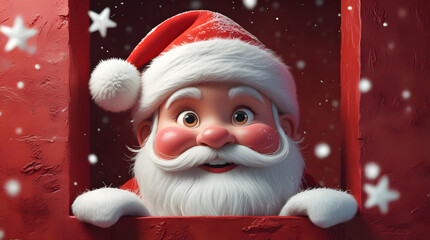 Smiling Santa with Red Hat in Festive Winter Snow