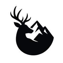 Mountain deer silhouette is perfect for hiking and camping brand identities.
