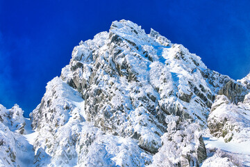 冠雪の中央アルプスの宝剣岳