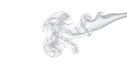 Gray smoke swirling on white background