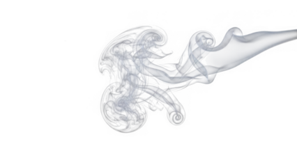 Gray smoke swirling on white background