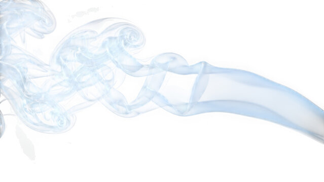Light blue smoke swirling on white background